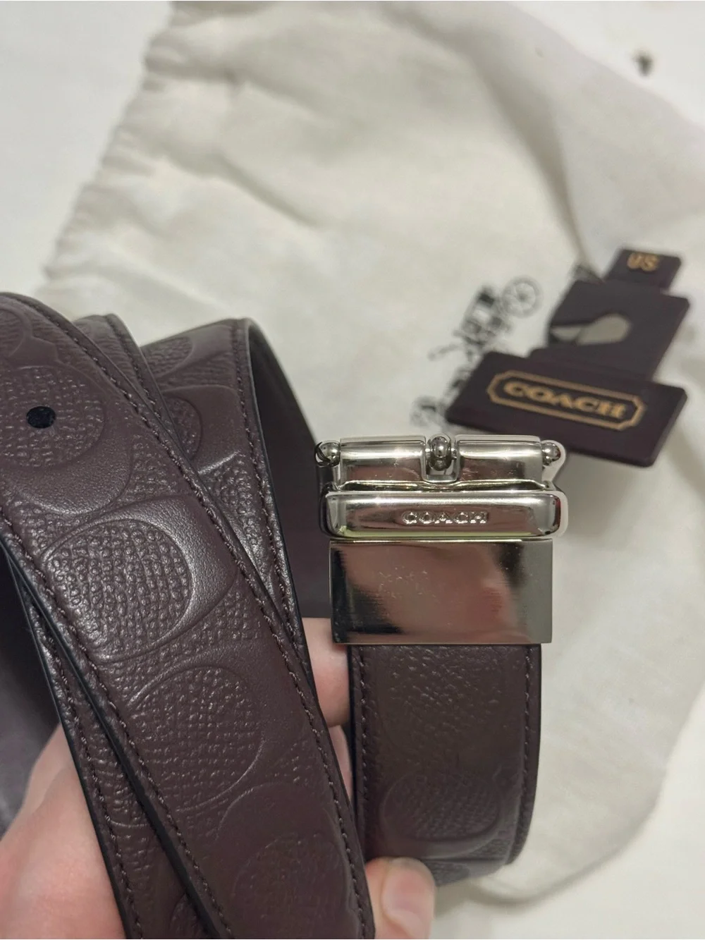 Coach F55158 Reversible Signature Leather Belt Mahogany